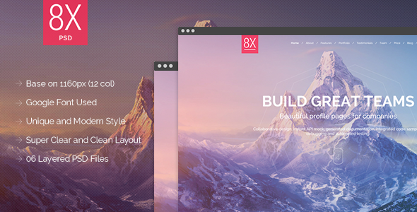 8X Supertheme - Onepage PSD Template