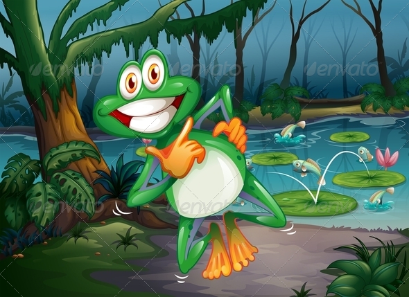 GraphicRiver A Forest with a Playful Frog and Fish at the Pond 7988578 GraphicRiver A Forest with a Playful Frog and Fish at the Pond 7988578