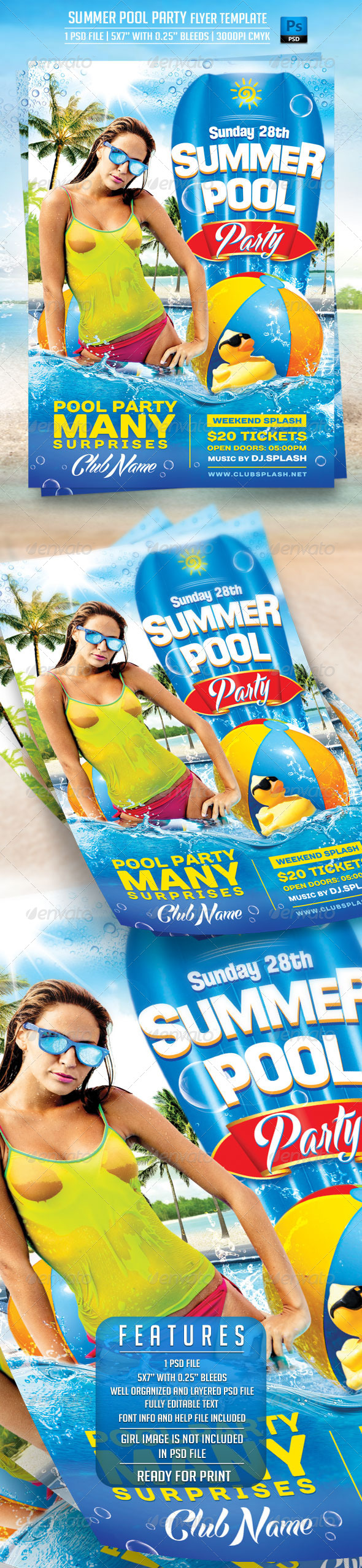 GraphicRiver Summer Pool Party Flyer Template 7989275 GraphicRiver Summer Pool Party Flyer Template 7989275