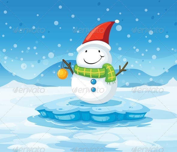 GraphicRiver A Snowman Wearing Santa s Red Hat 7989332 GraphicRiver A Snowman Wearing Santa s Red Hat 7989332