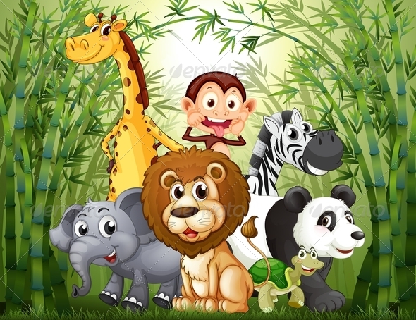 Bamboo Forest with Animals Bamboo Forest with Animals