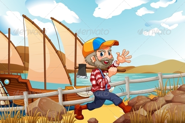 GraphicRiver A Smiling Lumberjack Walking with an Axe 7989538 GraphicRiver A Smiling Lumberjack Walking with an Axe 7989538