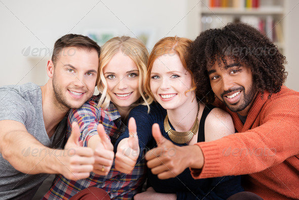 Motivated enthusiastic young business team - Stock Photo - Images