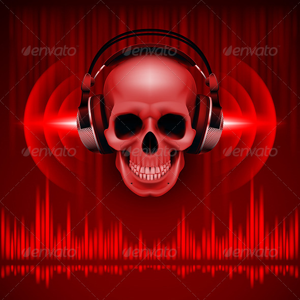 GraphicRiver Skull in Headphones Disco Background 7993792 GraphicRiver Skull in Headphones Disco Background 7993792