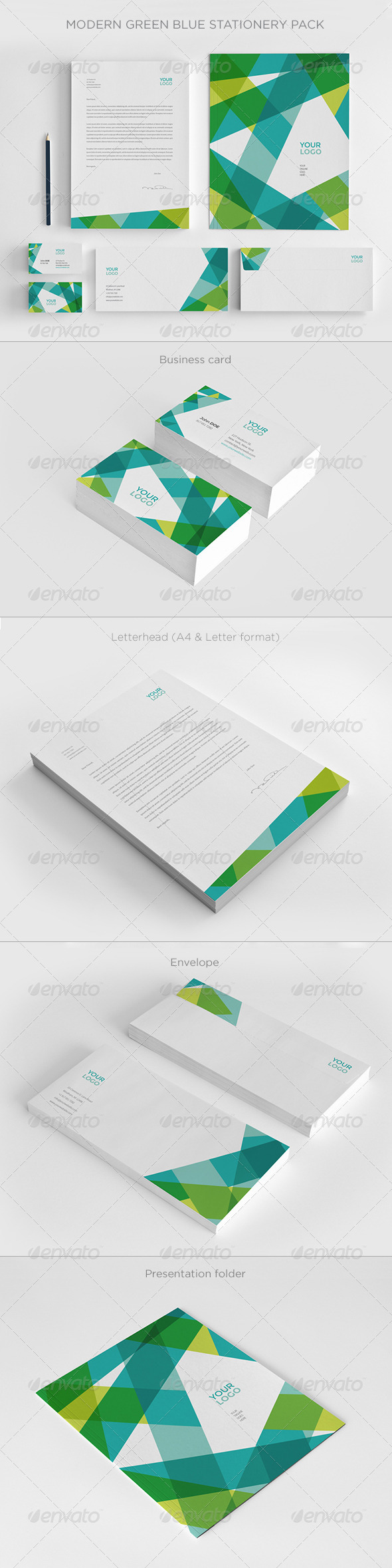 GraphicRiver Modern Green Blue Stationery 7994580 GraphicRiver Modern Green Blue Stationery 7994580