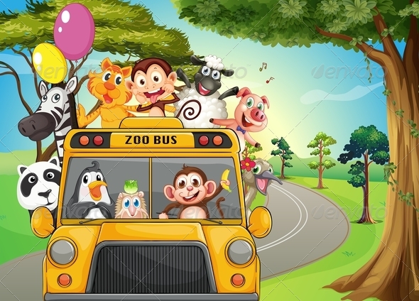 GraphicRiver Bus Full of Zoo Animals 7995362 GraphicRiver Bus Full of Zoo Animals 7995362