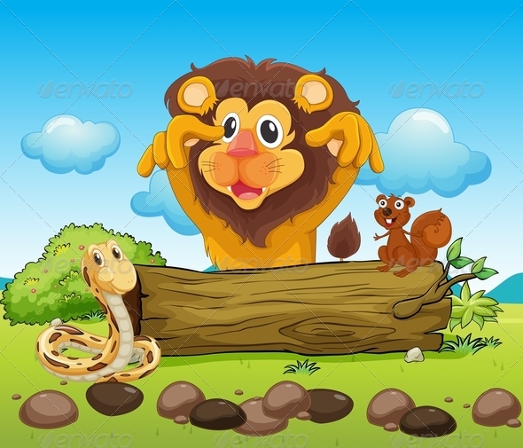 A Scary Lion Snake and a Small Squirrel A Scary Lion Snake and a Small Squirrel