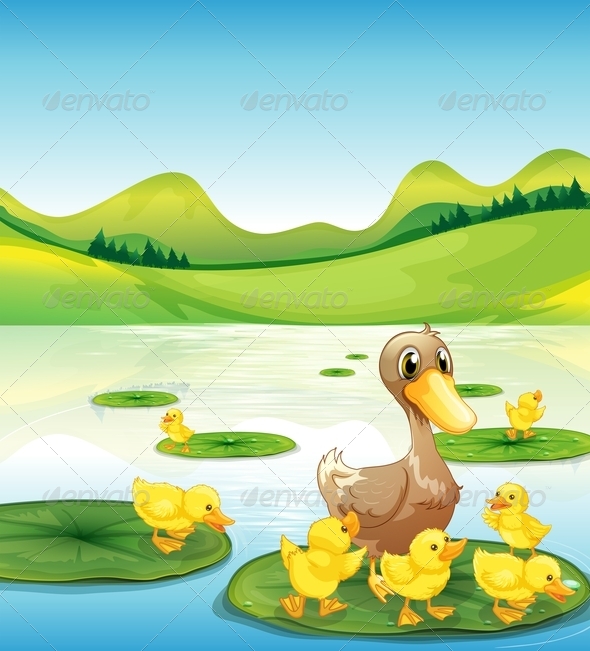 GraphicRiver Duck and Her Ducklings at the Pond 7995447 GraphicRiver Duck and Her Ducklings at the Pond 7995447