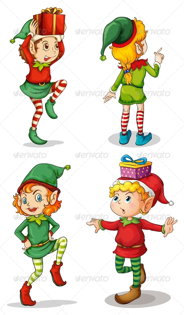 GraphicRiver Four Playful Santa Elves 7995633 GraphicRiver Four Playful Santa Elves 7995633
