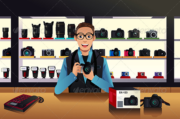 GraphicRiver Store Owner in Camera Shop 7996275 GraphicRiver Store Owner in Camera Shop 7996275