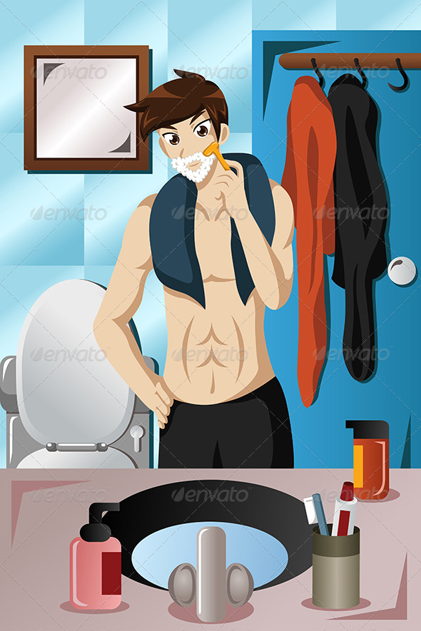 Man Shaving Man Shaving
