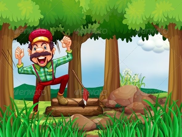 GraphicRiver Wood Chopper in Forest 7996605 GraphicRiver Wood Chopper in Forest 7996605
