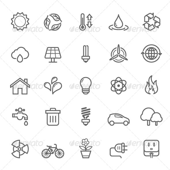 GraphicRiver 25 Outline Stroke Ecology Icons 7999889 GraphicRiver 25 Outline Stroke Ecology Icons 7999889