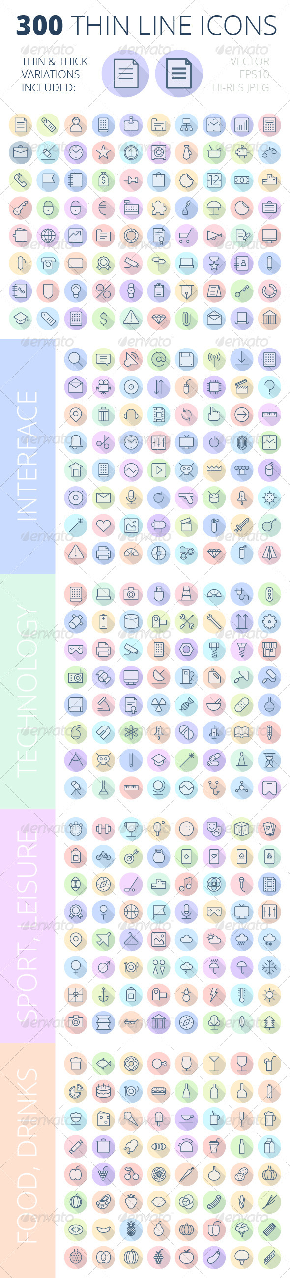 Thin Line Icons For Business Technology and Leisu Thin Line Icons For Business Technology and Leisu