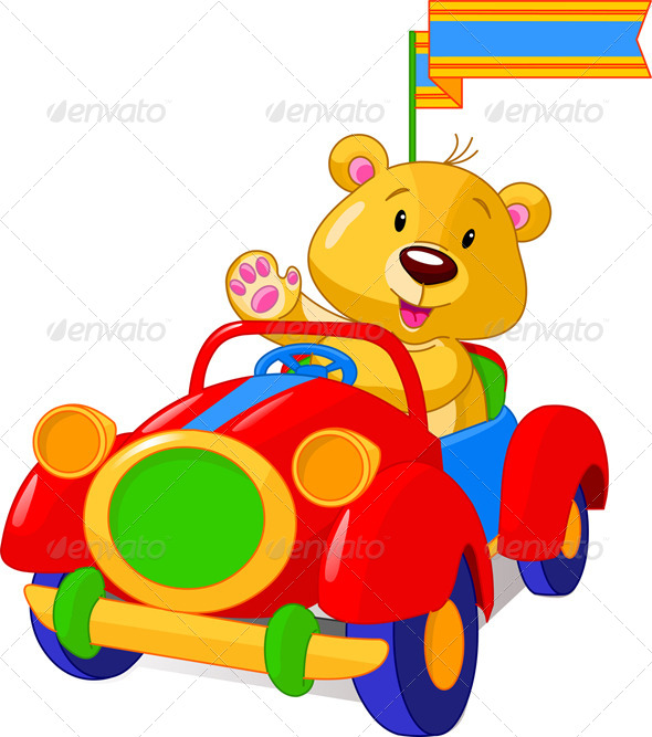 Bear sitting in Toy Car Bear sitting in Toy Car