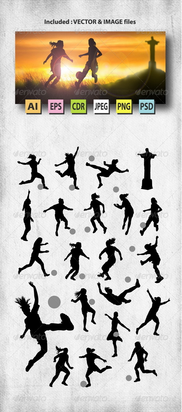 GraphicRiver Female Soccer Silhouettes 8006902 GraphicRiver Female Soccer Silhouettes 8006902