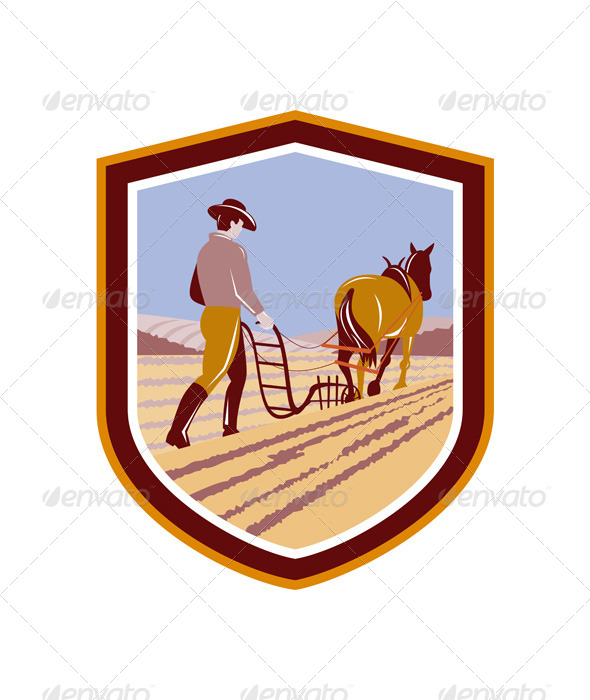 GraphicRiver Farmer and Horse Plowing Field 8007244 GraphicRiver Farmer and Horse Plowing Field 8007244