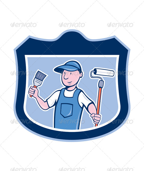 GraphicRiver House Painter with Paintbrush and Roller 8007299 GraphicRiver House Painter with Paintbrush and Roller 8007299