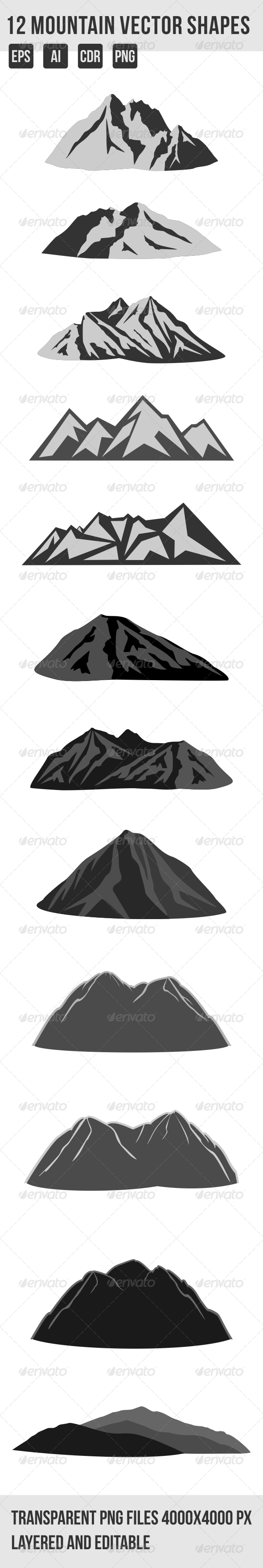 12 Mountain Shapes 12 Mountain Shapes