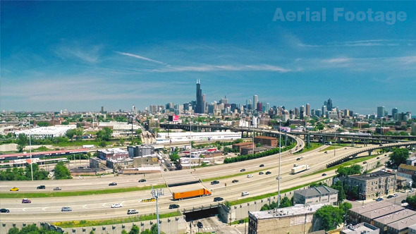 Busy Chicago Aerial Footage Busy Chicago Aerial Footage