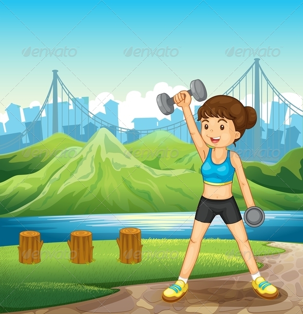 GraphicRiver Lady Exercising Near River 8013099 GraphicRiver Lady Exercising Near River 8013099