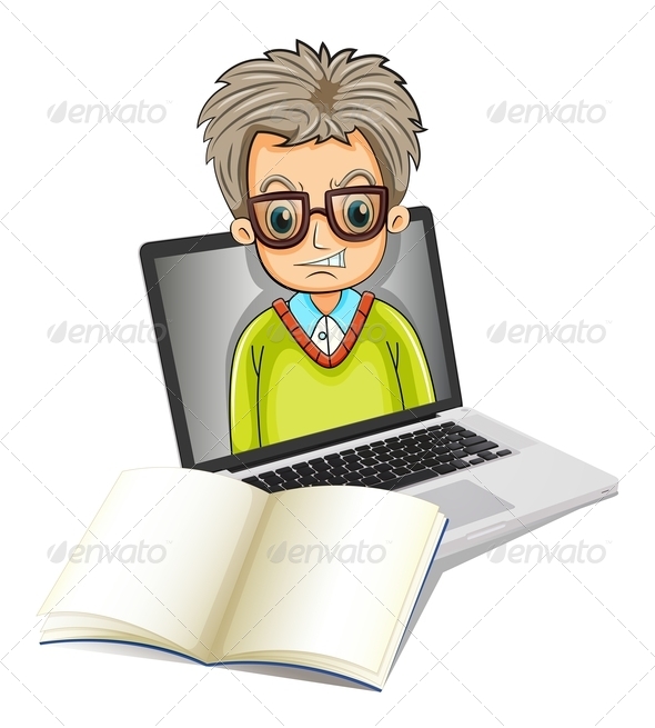 GraphicRiver Man in Laptop with Blank Book 8013889