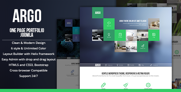 Argo | OnePage Bootstrap Metro UI Joomla template - Portfolio Creative