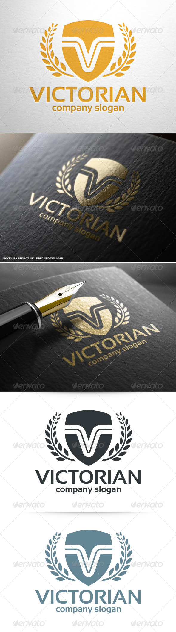 Victorian Shield Letter V Logo Victorian Shield Letter V Logo