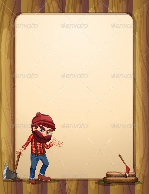 Empty Wooden Template with Woodsman (Borders)