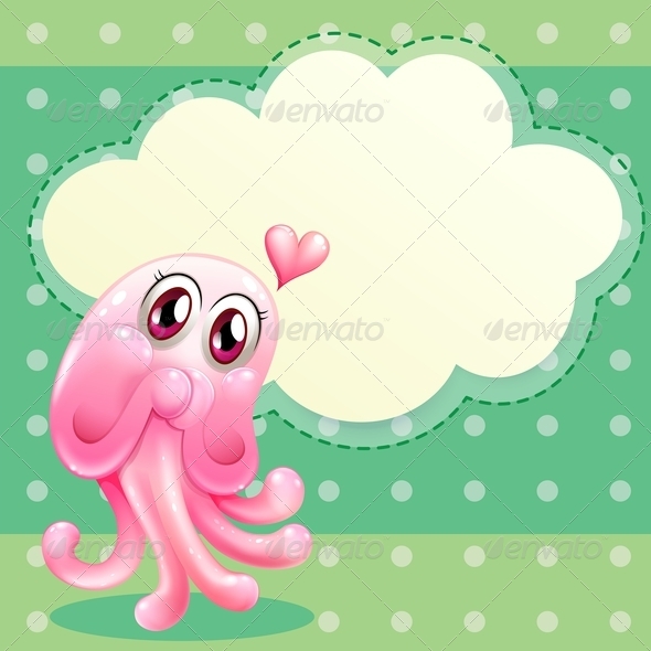 Lovable Monster with Empty Cloud Template Lovable Monster with Empty Cloud Template