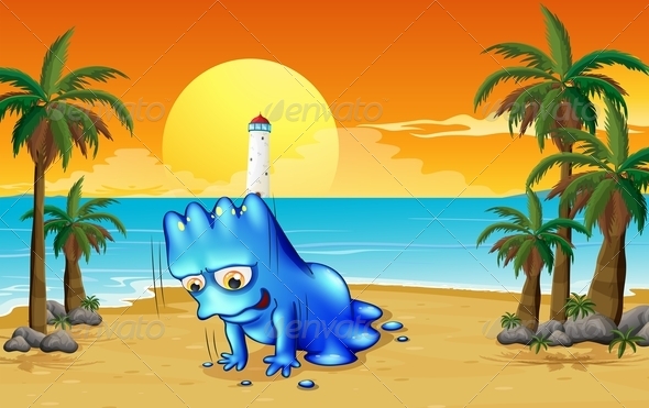Beach with Blue Monster Beach with Blue Monster