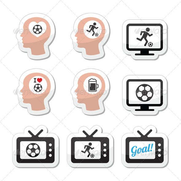 GraphicRiver Man Loving Football or Soccer Icons Set 8016111 GraphicRiver Man Loving Football or Soccer Icons Set 8016111