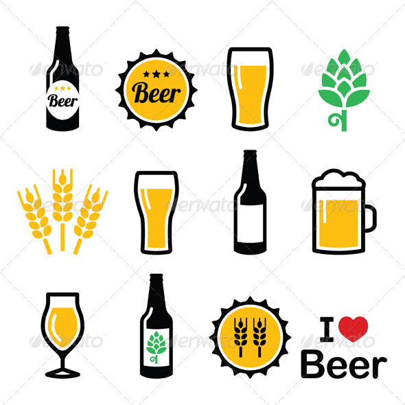 Colorful Beer Icons Set Colorful Beer Icons Set