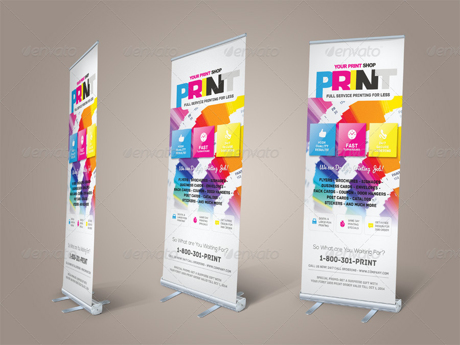  Print Shop Roll up Banner Templates by kinzishots 