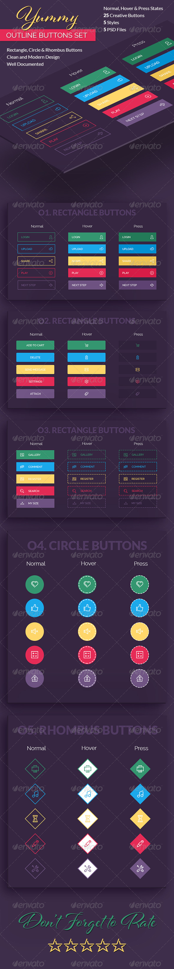 GraphicRiver Yummy Outline Buttons Set 8005053 GraphicRiver Yummy Outline Buttons Set 8005053