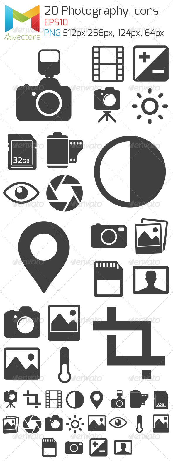 20 Vector Photography Icons and glyphs 20 Vector Photography Icons and glyphs
