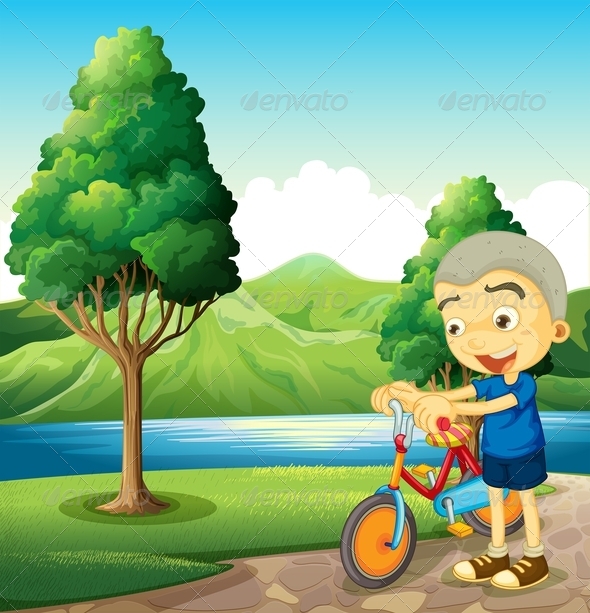 GraphicRiver Boy Playing with his Bike 8021894 GraphicRiver Boy Playing with his Bike 8021894