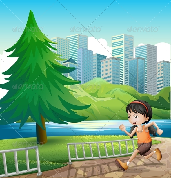 GraphicRiver A Young Girl Running at the Riverbank 8021927 GraphicRiver A Young Girl Running at the Riverbank 8021927