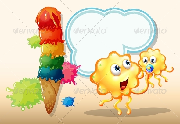 GraphicRiver Two Orange Monsters Near the Big Icecream 8021950 GraphicRiver Two Orange Monsters Near the Big Icecream 8021950
