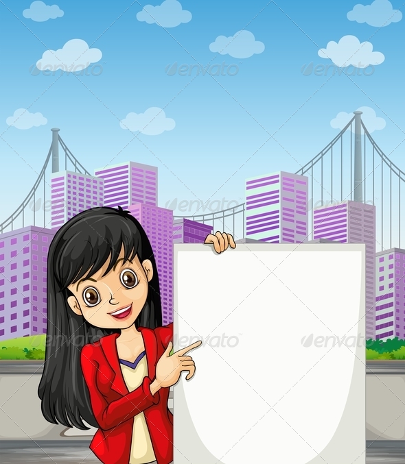 A Beautiful Girl with an Empty Signage A Beautiful Girl with an Empty Signage