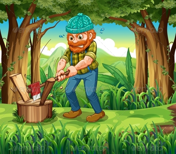 GraphicRiver A Hardworking Woodman at the Forest 8021986 GraphicRiver A Hardworking Woodman at the Forest 8021986