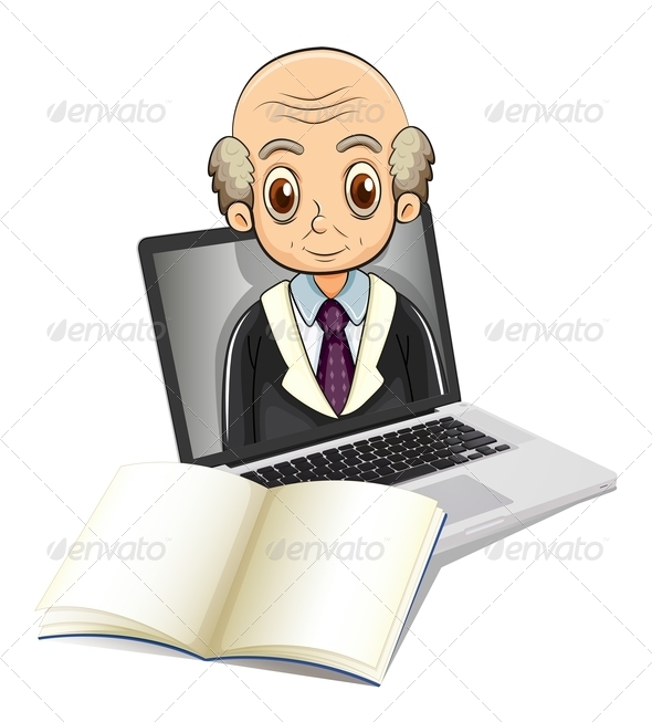An Electronic Gadget with a Bald Old Man An Electronic Gadget with a Bald Old Man