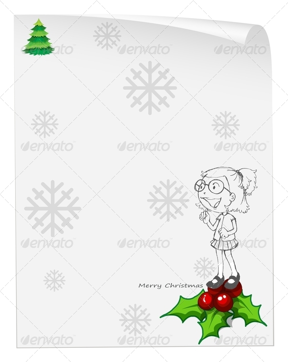 Christmas Card Template with a Smiling Girl