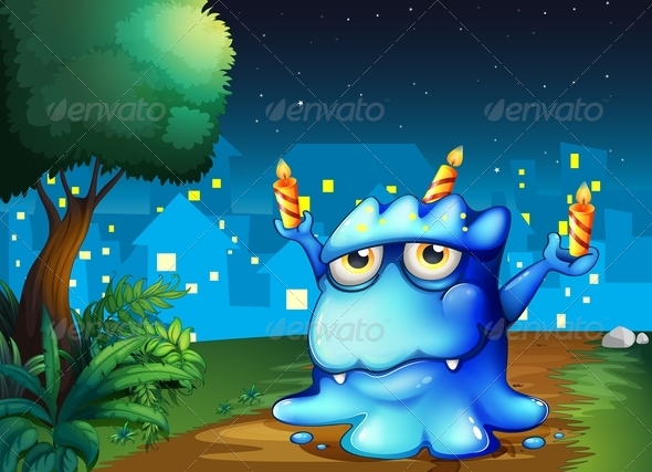 GraphicRiver Monster Balancing Candles in the Night 8022105 GraphicRiver Monster Balancing Candles in the Night 8022105