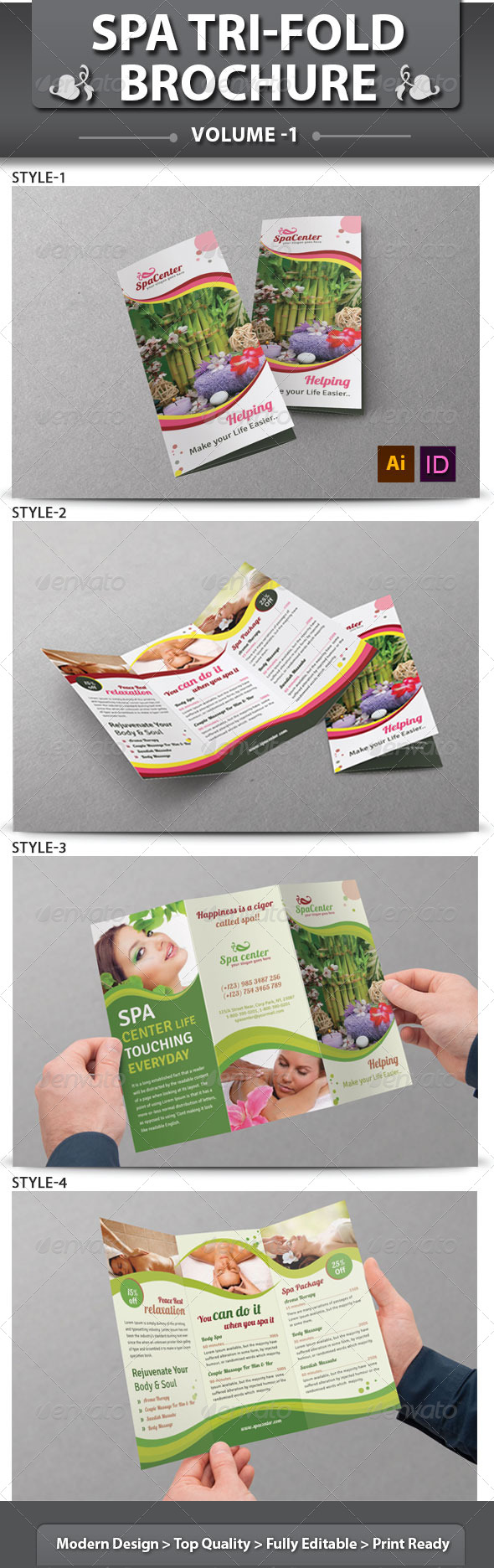 Spa & Beauty Saloon Tri-fold Brochure | Volume 14 - Corporate Brochures