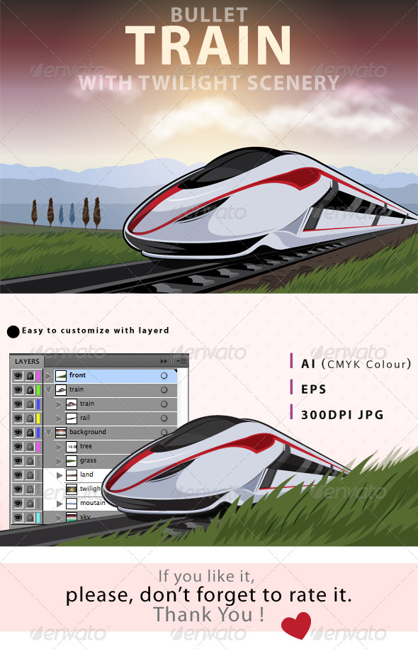 GraphicRiver Bullet Train With Twilight Scenery 8002757 GraphicRiver Bullet Train With Twilight Scenery 8002757