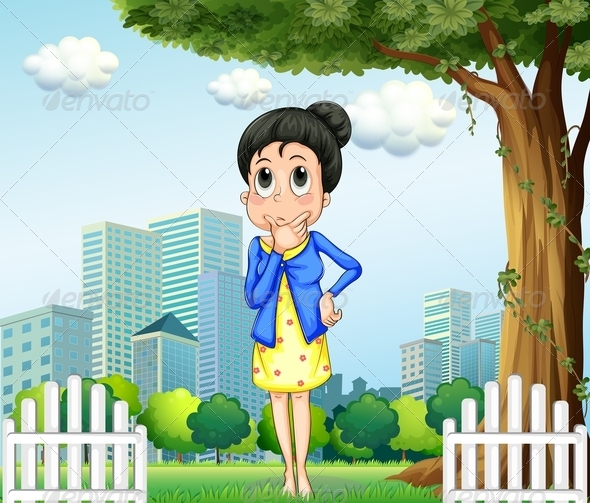 GraphicRiver A Thinking Woman Under the Tree 8022541 GraphicRiver A Thinking Woman Under the Tree 8022541