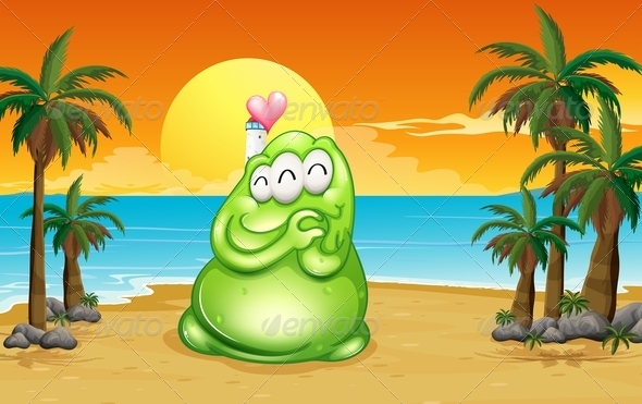 A Beach With A Green Monster A Beach With A Green Monster