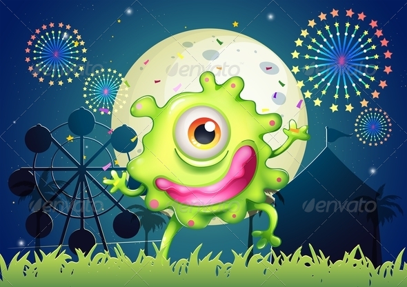 A One-Eyed Green Monster at the Amusement Park A One-Eyed Green Monster at the Amusement Park