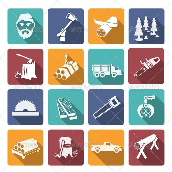 Lumberjack Woodcutter Icons (Business)